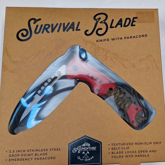 Adventure Survival 3.5" Blade Srainless Steel Knife with Paracord & Belt Clip - Picture 2 of 4